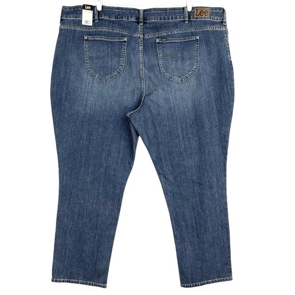 Lee Women's Legendary Stretch Blue Denim Jeans Plus Sz 30W Straight Mid Rise NWT - Picture 2 of 12